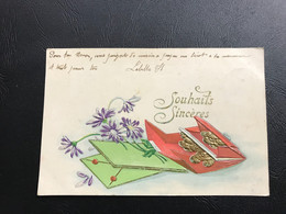 Souhaits Sinceres - Enveloppe Avec Pieces D’or - 1905 Timbrée - Carte Gauffrée - Other & Unclassified