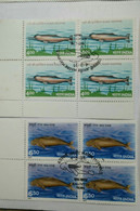 Dolphin, Marine Mammal, River Dolphin, Block Of 4 Stamps,, India, - Oblitérés