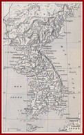 Carte De La Corée. Corée Du Nord Et Corée Du Sud. Larousse 1960. - Historische Documenten