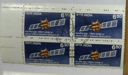Telecommunication, Satellite, Radio, Science, Space, Block Of 4 Stamps,, India, - Oblitérés
