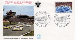 France Enveloppe FDC  -  Les 24 Heures Du Mans 1973  -  Matra-Simca - Porsche    -  Premier Jour - Auto's