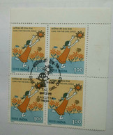 Girl Child, Butterfly, Block Of 4 Stamps,, India, - Oblitérés