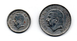 MONACO -- 2 Pièces De 1 Franc Et 5 Francs Aluminium Prince Louis II - 1922-1949 Louis II