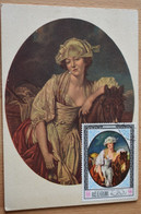 Carte Postale - La Laitière, De J-B- Creuze - Louvre - + Timbre Ras Al Khaima - Timbres (représentations)