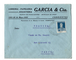 ARGENTINE - Lettre LSC -  Libreria GARCIA & Cia - REMINGTON à Corrientes En Argentina Pour Paris En 1926 - Covers & Documents