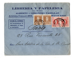 ARGENTINE - Lettre LSC - Libreria ALBERTO Y GERONIMO CASELLAS à Buenos Aires En Argentina Pour Paris En 1926 - Covers & Documents