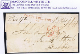 Ireland Monaghan 1828 Cover To John Fowler In Dublin 'Post Paid 1/2' With CASTLEBLAYNY/52 Town Mileage Mark - Préphilatélie