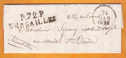 1828 - Marque Postale P.72.P. VERSAILLES Sur Lettre Pliée Avec Correspondance De 2 P Vers Le Mesnil Saint Denis, S & O - 1801-1848: Vorläufer XIX