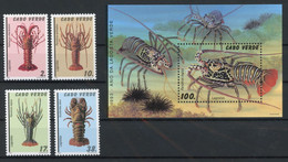 Kap Verde 658-61 + Bl. 24 Postfrisch Krebse #1F527 - Cape Verde