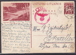 Lituanie - Carte Postale De 1940 - Entier Postal - Oblit Alytus - Exp Vers Bruxelles - Avec Censure - Valeur 30 Euros - Lituania