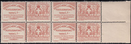 Regno D'Italia Assicurativi 1 L. Arancio Chiaro In Quartina Sass. 13 MNH** BDF Cv. 1300 - Assurés