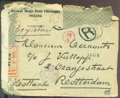 China 1918 Aangetekende Brief Van Banque Belge Pour L'Etranger Van China Via Yokohama En Nagasaki Naar Rotterdam - Cartas & Documentos