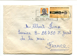 COTE D'IVOIRE Abidjan Tri 1976 - Affranchissement Sur Lettre Avec Flamme Postale - - Ivory Coast (1960-...)