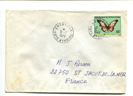 COTE D'IVOIRE Zuenoula 1979 - Affranchissement Seul Sur Lettre - Papillon - Ivoorkust (1960-...)