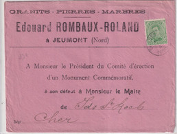 1920 - FRANCE => FRANCE EXPEDIEE De BELGIQUE !! - ENVELOPPE PUB IMPRIMEE De JEUMONT (NORD) => IDS ST ROCH (CHER) - Briefe U. Dokumente