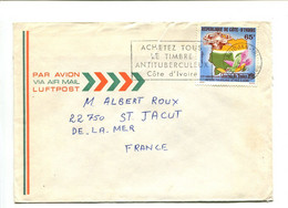 COTE D'IVOIRE 1976 - Affranchissement Seul Sur Lettre + Flamme - Journée Du Timbre Oiseau - Ivoorkust (1960-...)