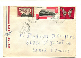 COTE D'IVOIRE 1977 - Affranchissement Sur Lettre Par Avion - Coquillage / Instruments Musique / Papillon - Costa De Marfil (1960-...)