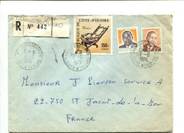 COTE D'IVOIRE Yamoussoukro 1976 - Affranchissement Sur Lettre Recommandée - Ivoorkust (1960-...)