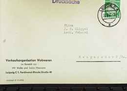 DDR: Drucksache-Dienst-Brief Mit 5 Pf EF Vom 3.6.57 Abs: Verkaufsorg. Webwaren ... Leipzig C1 Nach Neugersdorf Knr: 34 - Storia Postale