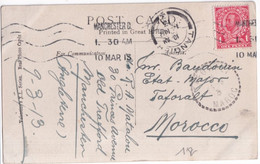 1913 - GB - CP De MANCHESTER => TAFORALT (BUREAU FRANCAIS RARE AU MAROC) Via TANGER BUREAU ANGLAIS ! - Cartas & Documentos