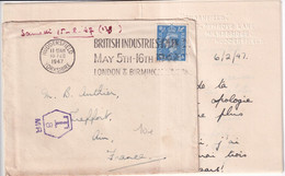 1947 - GB - TAXE "SURCHARGED OWING TO INSUFFICIENT POSTAGE PREPAID 2.5 INSTEAD OF 3D.." AU DOS De LETTRE De HUDDERSFIELD - Brieven En Documenten