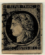 A1D- N°3 Noir S Chamois Clair Nuance Certifiée ROUMET Timbre Sans Défaut. Voir Scan De Comparaison - 1849-1850 Ceres
