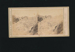##R Photographie  Stéréoscopique Albuminée -19 °- Tairraz & Savioz Chamonix - Glacier Du Talèfre Mont Blanc - Photos Stéréoscopiques