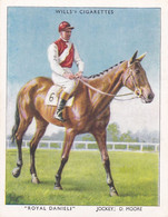 23 Royal Daniel, D Moore  - Racehorses & Jockeys 1938 - Original Wills Cigarette Card - L Size 6x8cm - Wills