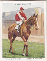 26 Snake Lightning, T Hawcroft - Racehorses & Jockeys 1938 - Original Wills Cigarette Card - L Size 6x8cm - Wills