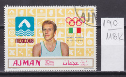 118K190 / Sport Diving Plongeon Wasserspringen Klaus Dibiasi  Diver  Italy Used (o) 1968 Mexico Olympic Games , Ajman - Buceo