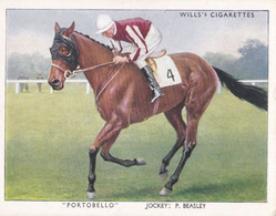 35 Portabello, P Beasley - Racehorses & Jockeys 1938 - Original Wills Cigarette Card - L Size 6x8cm - Wills