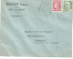 France Enveloppe Publicitaire Engrais Monnot Frères  Roche Les Beaupré (25 Doubs) - Other & Unclassified