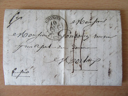 Lettre Circulée Entre Chinon Et Morlaix En 1836 - Cachets Types 13 Chinon Et Type 12 Morlaix + Taxe Manuscrite 11 - 1849-1876: Periodo Clásico