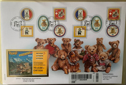 F12 - Suisse Carnet 100 Ans Teddy Bear 15.05.2002  FDC Grand Format Recommandé - Ours