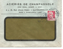 France Enveloppe Publicitaire Aciéries De Champagnole (38 Jura) - Other & Unclassified