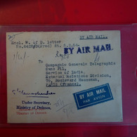 LETTRE RECOMMANDE BY AIR MAIL INDE DELHI POUR PARIS MINISTRY OF DEFENSE - Lettres & Documents