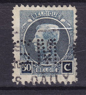 Belgium Perfin Perforé Lochung 'G.M' 1921 Mi. 166A, 50c. Albert Montenez Perf. 11½ (2 Scans) - 1909-34