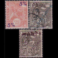 ETHIOPIA 1905 - Scott# 54-6 Emperor Etc.Surch. One Used - Ethiopië