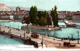 Geneve Ile J.j. Rousseau Et Pont Du Mont Blanc - GE Genf