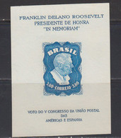 Bresil 1949 BF Yvert BF President Roosvelt ** Neuf Sans Charniere.Avec Filigrane. Non Dentele - Blocchi & Foglietti
