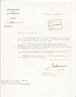 Lettre , Présidence De La République, Général De Gaulle, Cabinet: R. Labelle , Chargé De Mission ,1964 , Frais Fr 1.85 E - Zonder Classificatie