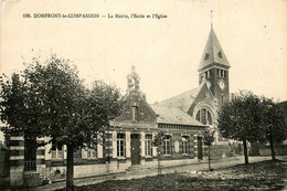 Domfront La Compassion * Vue Sur La Mairie , L'école Et L'église Du Village - Domfront