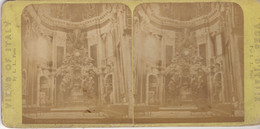 PHOTO STEREO-  ITALIE-ROME SAINT-PIERRE  VERS 1880-DIM 18X8.5 CM - Stereoscopic