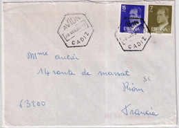 1980 - ESPAGNE - CACHET AVION ! Sur ENVELOPPE De CADIZ => RIOM - Storia Postale