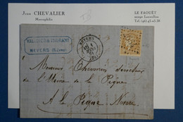 A0 12 FRANCE BELLE LETTRE  1871  NEVERS   POUR LA PIGNE  ++EMISSION DE BORDEAUX  N°43 + +AFFRANCH. INTERESSANT - 1870 Bordeaux Printing