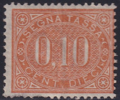 Regno D'Italia 1869 Segnatasse 10 C. Bruno Arancio Sass. 2 SG Cv. 5000 - Taxe