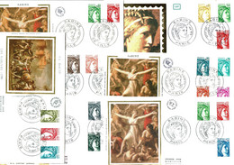 SABINE DE GANDON - 7 Enveloppes 1er Jour Images Sur Soie 1978 (n°1966 à 1974) - 1981 (n°2118 à 2123 Et 2154 à 2156) - 1970-1979