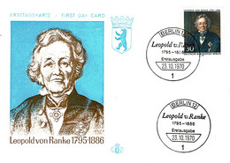 1970 - Carte Maximum LEOPOLD VON RANKE - Oblitération Berlin 12 (très Léger Pli Angle Haut Gauche) - Sonstige & Ohne Zuordnung