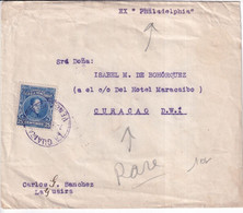 VENEZUELA - 1922 - ENVELOPPE Par PAQUEBOT "PHILADELPHIA" De LA GUAIRA => CURACAO (INDES NEERLANDAISES) ! DESTINATION ! - Venezuela