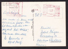 Turkey: Picture Postcard To Germany, 1985, Meter Cancel, Logo, Card: Istanbul (writing At Card) - Cartas & Documentos